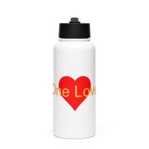 Stainless steel water bottle with a straw lid - One Love