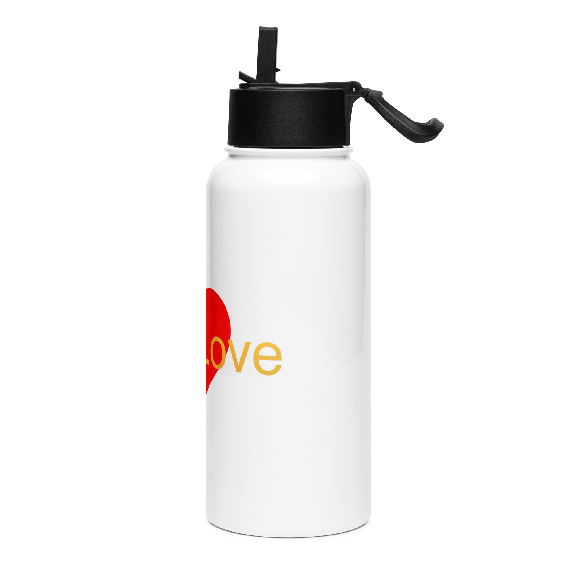 Stainless steel water bottle with a straw lid - One Love - Image 3