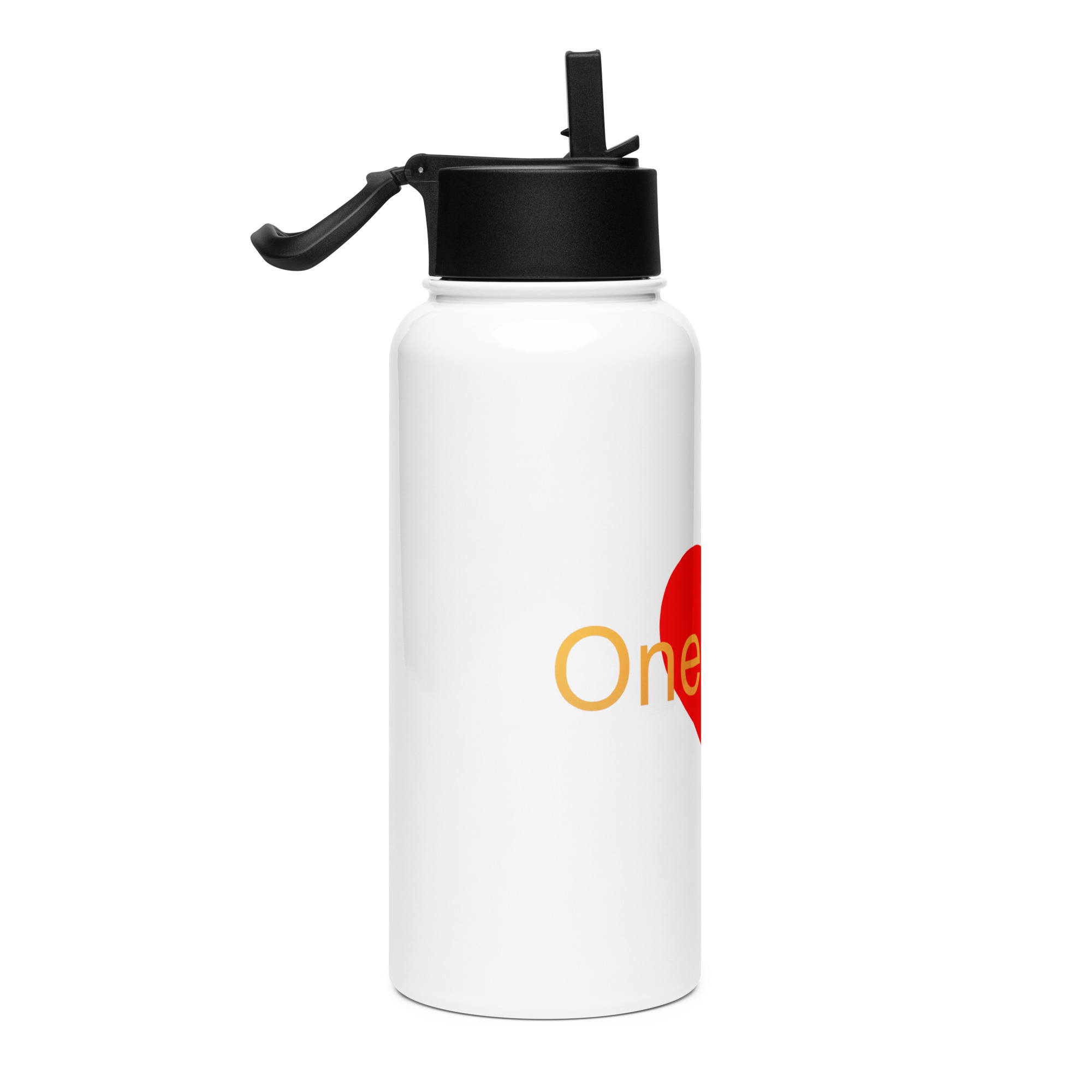 Stainless steel water bottle with a straw lid - One Love - Image 4